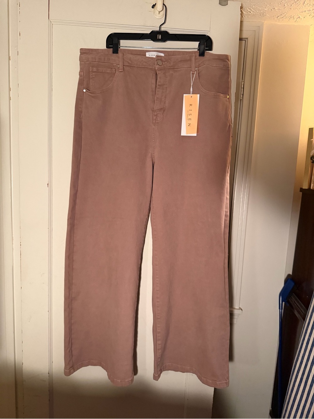 Wide-Leg High-Rise Jeans in Mauve Pink by Risen